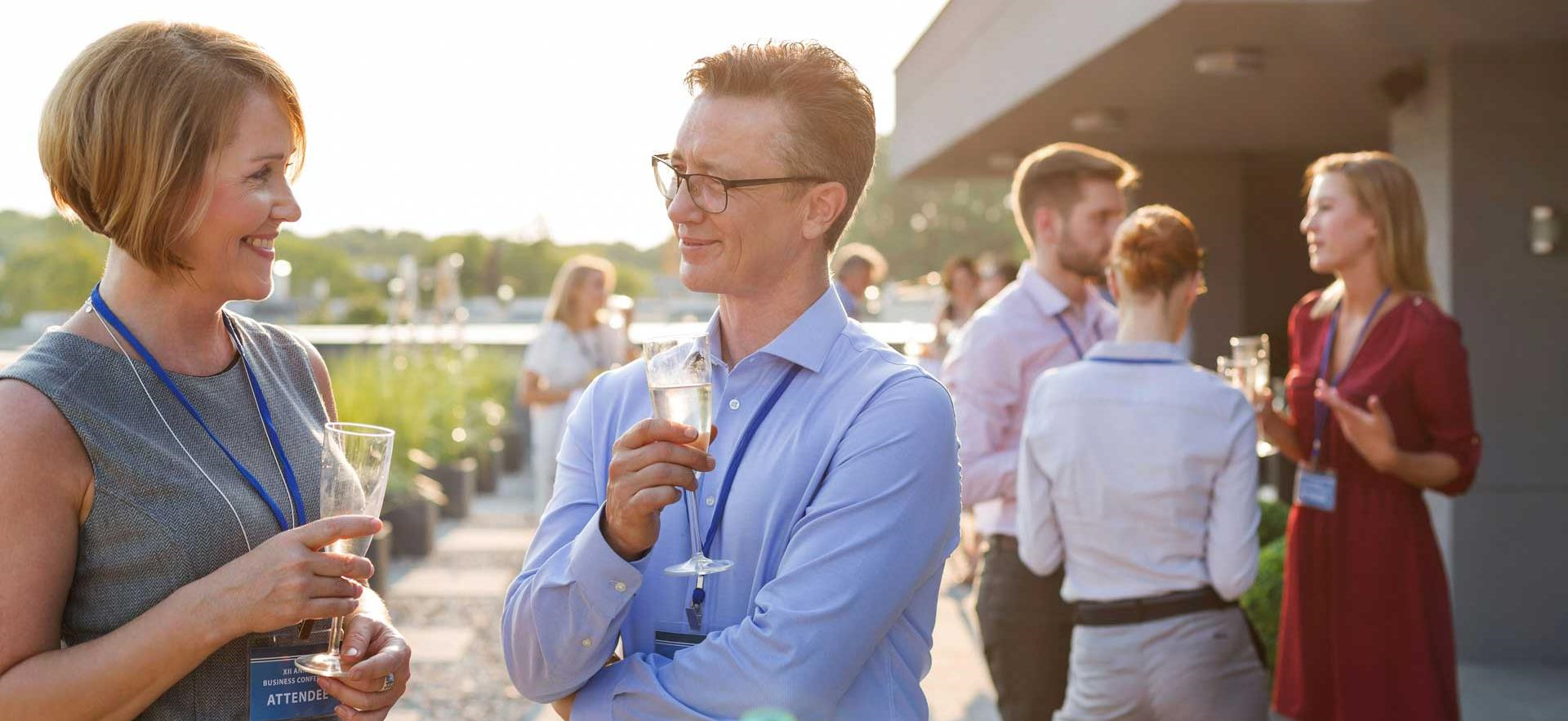 attendees enjoy evening wine reception at incentive travel event